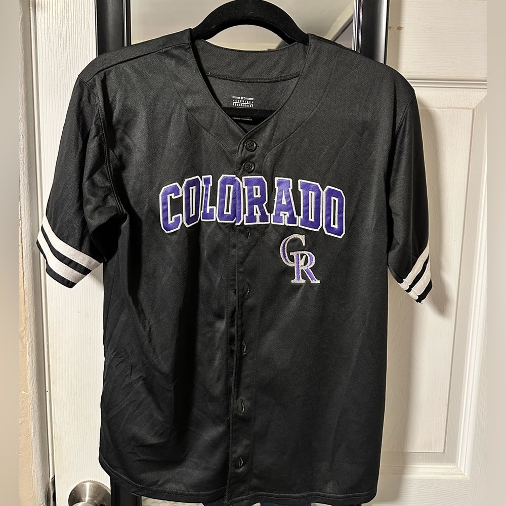 Genuine Merchandise by team athletics  Black Button-Up Colorado Rockies Jersey
